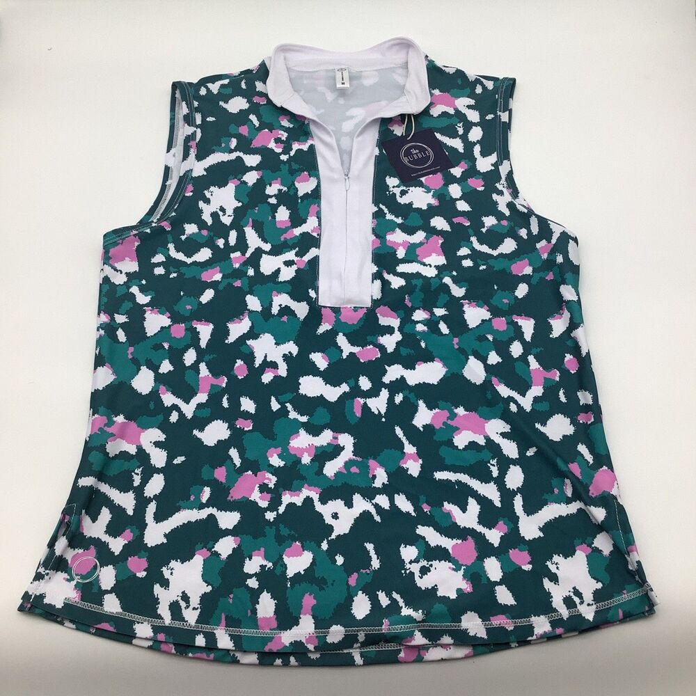 The Bubble Womens Birch 1/4 Zip Polo Tank Top Green Size Medium NWT